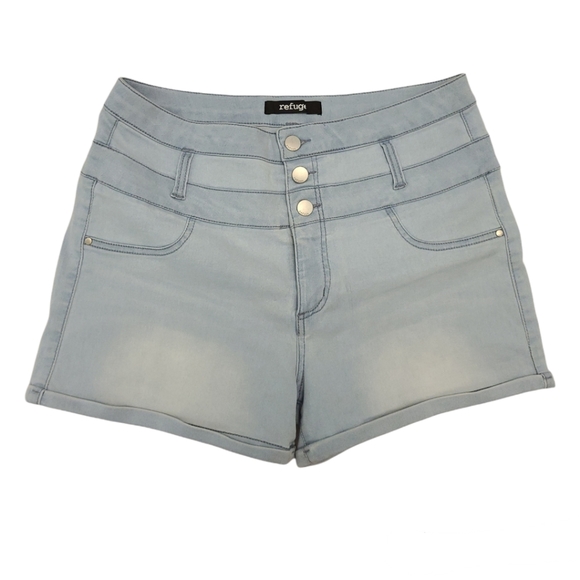 Refuge women's High Waist Stretch Denim Shorts - Picture 1 of 3